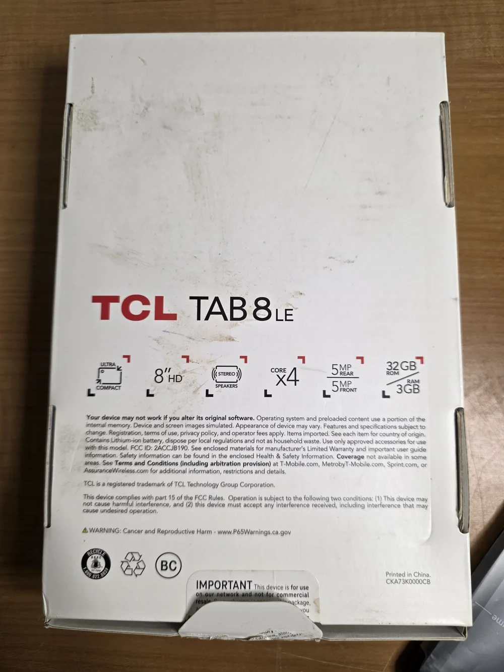 TCL Tab8le Tablet - Black Front with Blue Display